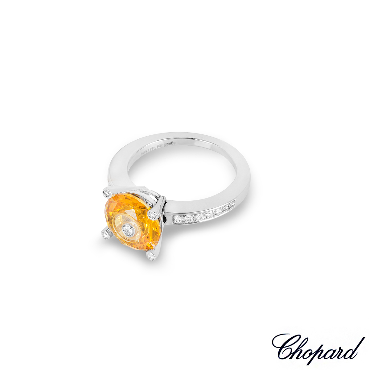 Chopard White Gold So Happy Yellow Stone & Diamond Ring 82/6231-04